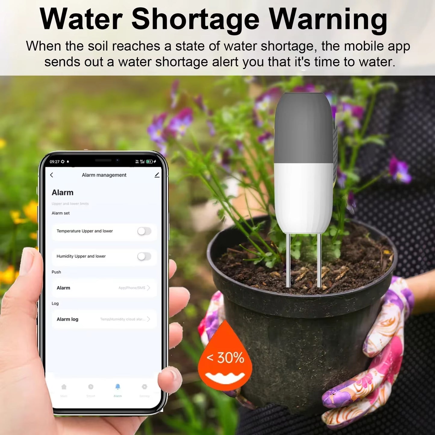 Tuya WIFI Soil Sensor Smart Temperature Humidity Detector Waterproof Wireless Soil Moisture Monitor for Garden Greenhouse