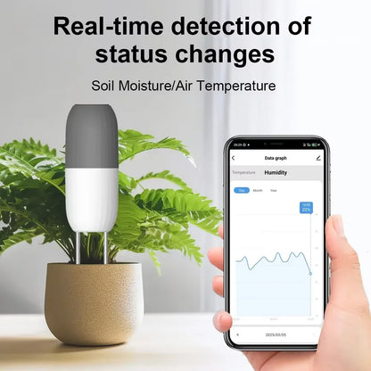 Tuya WIFI Soil Sensor Smart Temperature Humidity Detector Waterproof Wireless Soil Moisture Monitor for Garden Greenhouse